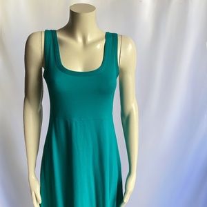 Gilmour Teal Rayon/Cotton Sleeveless Midi Dress with Flared Skirt